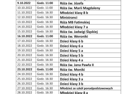 Różaniec w październiku 2022r.