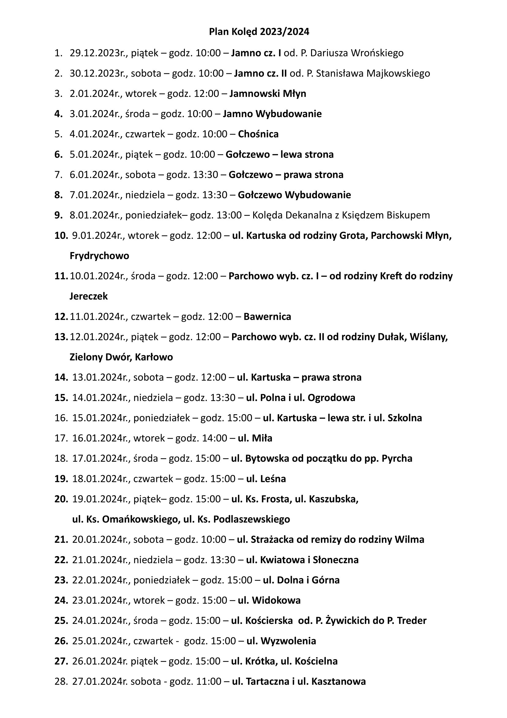 Plan Kolęd 2023/2024